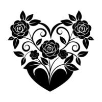 Unique Monochrome Rose Heart Decorative Image vector