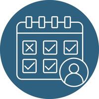 A calendar with check marks and a person vector