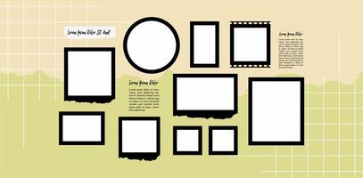 template design Picture Collage grid photo effect vector