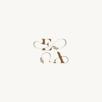 elegant curve organic EA wedding monogram logo initial bold and hairline monogram letter vector