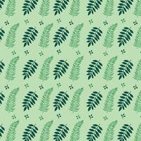 pattern with green leaves on green background. vector