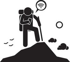 a man climbing mountain use a signal vector