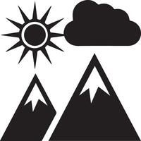 clipart of the mountain, sun and cloud vector
