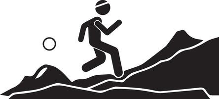 man with running climbing mountain vector