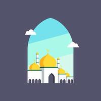 illustration of simple mosque background, with copy space for islamic greeting vector