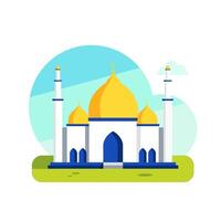 illustration of simple mosque isolated on white background, for islamic greeting vector