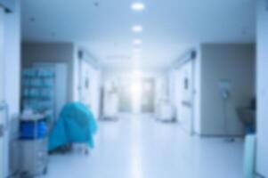 Blurred image of an empty corridor to operating room in hospital. photo