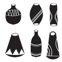 Isolated flat style vintage bottle set icon vector