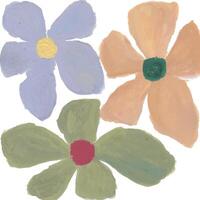 a painting of three flowers with different colors vector