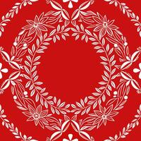Seamless geometric floral wreath pattern minimalist design vibrant red background decorative art for modern spaces vector