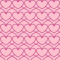 Seamless pattern of geometric thin line hearts minimalist design pink background abstract art modern aesthetic vector