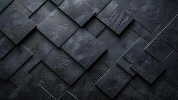 Dark Gray Textured Square Pattern Abstract Background Design 3D Wall Stone Tiles Modern Shapes photo