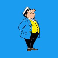 Jolly Captain A Retro Cartoon Character in Vibrant Blue vector