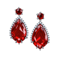 Beautiful red diamond earrings isolated on transparent background png