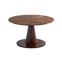 Modern wooden round coffee table isolated on transparent background png