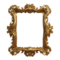 Gold gilded frame isolated on transparent background png