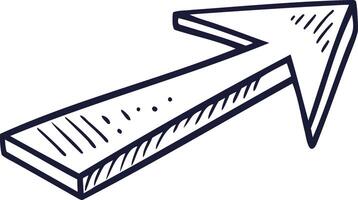 Hand Drawn 3D Arrow Sketch in Black and White Illustration Perfect for Navigation Infographics Business Graphics and Minimalist Design vector
