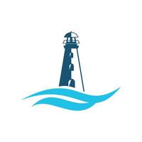 Lighthouse, Blue Wave Logo Template Illustration Design. EPS 10. vector