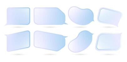 Set of eight blue pink speech bubbles talking chat apps isolated on white background for user interface web design, banner poster element, Layouts, collages, scene design, minimalist style templates vector