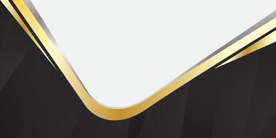 Abstract black and white background with gold curved lines vector