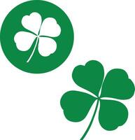 Two Simple Cloverleaf Graphics in Green and White vector