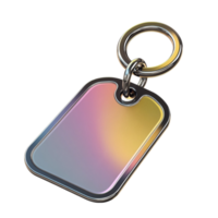 Metal Keychain with Colorful Tag on Transparent Background png