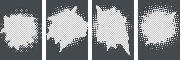 Black color Grunge style with halftone art background design set vector