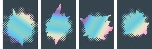 Holography color Grunge style with halftone art design set vector