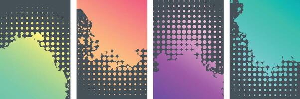 Various gradient color Grunge style with halftone art background design collection vector