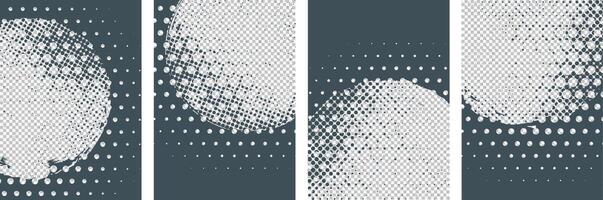 Set of Black color Grunge circle with halftone background design vector