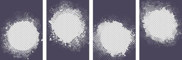 Collection of Black color Grunge circle art with halftone background design vector