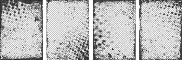Black color Grunge and halftone texture art background design set vector