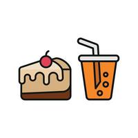 Soda drink and cheesecake food icon a dynamic combination representing classic dessert enjoyment vector