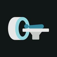 CT scanner icon featuring a patient lying inside the machine, ideal for healthcare applications vector