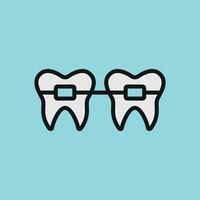 A dynamic braces icon with a slight curve on the brackets, emphasizing the support they provide in dental procedures vector