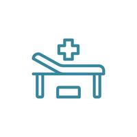 Minimalistic examining table icon showing a simplified yet accurate representation for medical web content vector