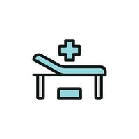Clean and modern examining table icon design emphasizing function and simplicity for health-related apps vector