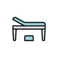 Icon representing an examining table with a contemporary and clear design ideal for health and wellness topics. Modernized examining table icon vector
