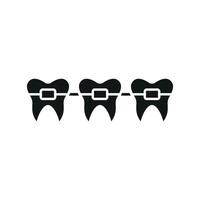 A tooth with visible metal braces and neatly aligned wires, emphasizing orthodontic treatment in a straightforward and clear design vector
