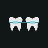 A conceptual tooth icon with braces in motion, illustrating the gradual movement of teeth with orthodontic appliances vector