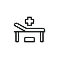 Examining table icon in a modern style with precise lines illustrating a typical examination area in clinics vector
