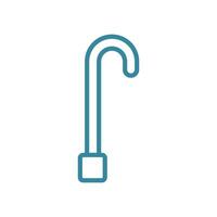 A friendly, rounded cane icon with a soft curve on the handle, conveying comfort and reliability for elderly care applications vector