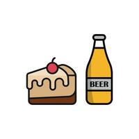 Beer drink and cheesecake food icon a minimalist and eye-catching design ideal for menus, apps, and event promotions vector