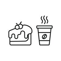Coffee paper cup drink and cheesecake food icon a charming and elegant design suitable for menus, advertisements, and food blogs vector
