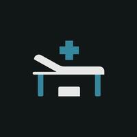 Simple and modern examining table icon for use in digital health applications or medical websites vector