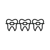 A minimalist tooth icon with braces, using clean lines and a modern design to convey the importance of dental alignment. vector
