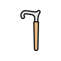 A flat design cane icon with a smooth, continuous line to convey the simplicity and essential function of medical support vector