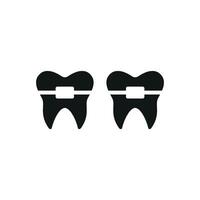 A simplified braces tooth icon with basic geometric shapes, making it ideal for educational platforms or mobile apps in healthcare vector