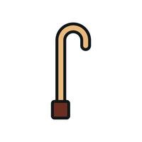 A stylized cane with a unique loop handle, combining functionality with a contemporary aesthetic suitable for medical care design vector
