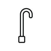 A modern, minimalist cane icon with a slight tilt, emphasizing a sense of movement or aid in walking for medical purposes vector
